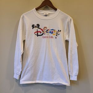 Vintage Disney Cruise Line Long Sleeve T-Shirt Small Spellout Micky Graphic
